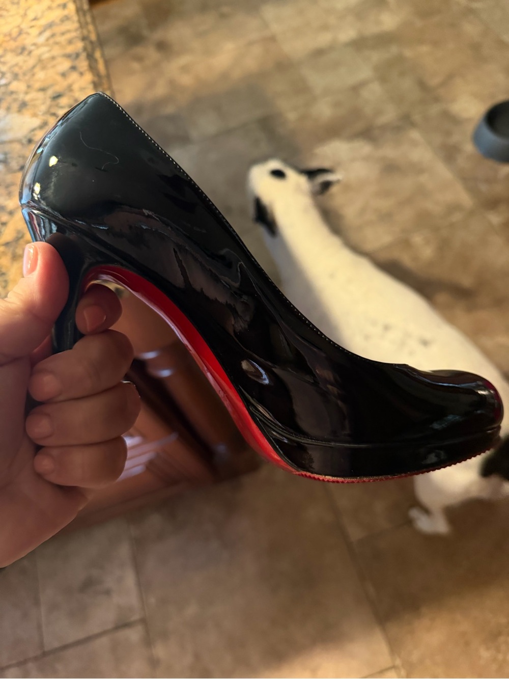 Christian Louboutin Black Patent Pumps with Signature Red Sole